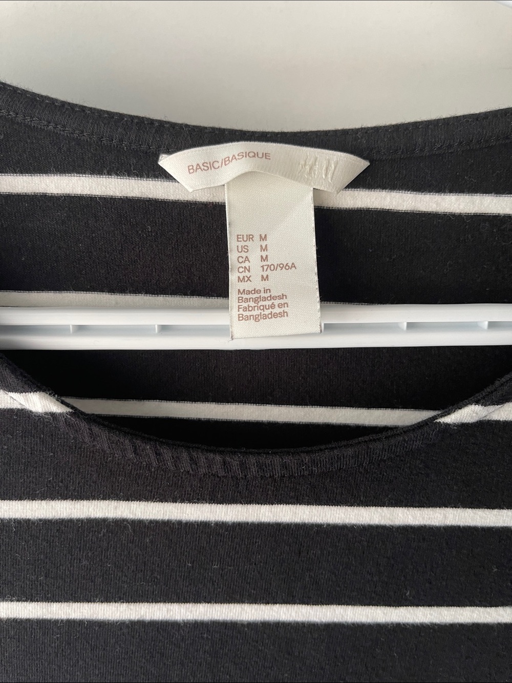 H&M Black White Stripes LS Mini Dress - Picture 3 of 4